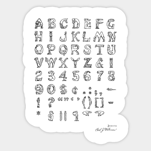 Font of Type Vintage Patent Hand Drawing Sticker by TheYoungDesigns